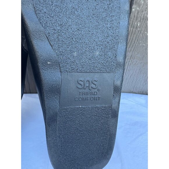 SAS Women's Black Leather Slide Sandals 3 Adjustable Strap Buckles Comfort 11 - Picture 9 of 10